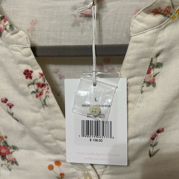 Rachel Parcell Floral Long Sleeve Cotton Gauze Mini Dress Size Large NWT - Picture 3 of 8